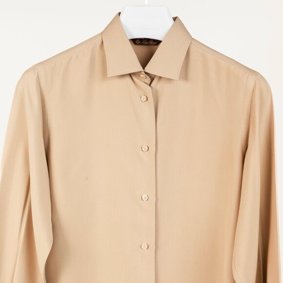 Loro Piana Tan Silk Buttoned Long-Sleeve Shirt - Picture 3 of 10